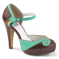 BETTIE-17  Teal-Brown Faux Leather