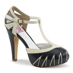 BETTIE-25  Black-Cream Faux Leather