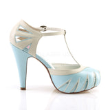 BETTIE-25  Baby Blue-Cream Faux Leather
