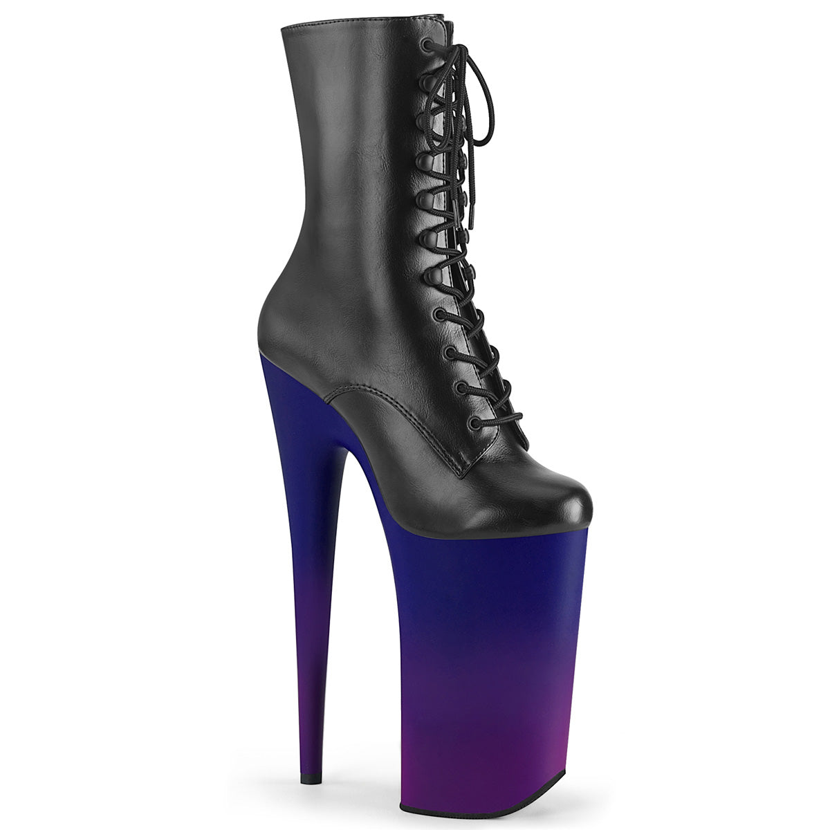 BEYOND-1020BP  Black Faux Leather/Blue-Purple Ombre