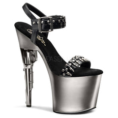 BONDGIRL-712  Black Faux Leather/Pewter