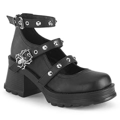 BRATTY-30  Black Vegan Leather