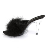 CARESS-401F  Black Satin-Fur/Clear