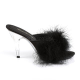 CARESS-401F  Black Satin-Fur/Clear