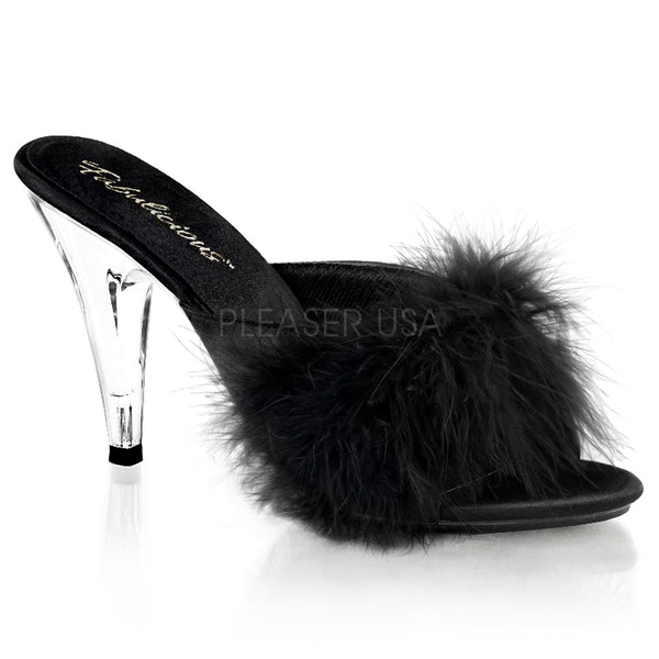 CARESS-401F  Black Satin-Fur/Clear