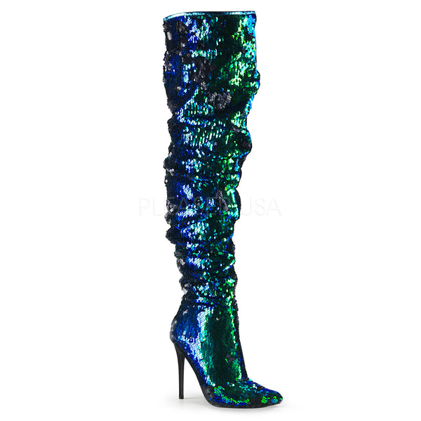 COURTLY-3011  Green Iridescent Sequins