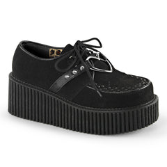 CREEPER-206  Black Vegan Suede-Vegan Leather