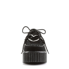 CREEPER-206  Black Vegan Suede-Vegan Leather