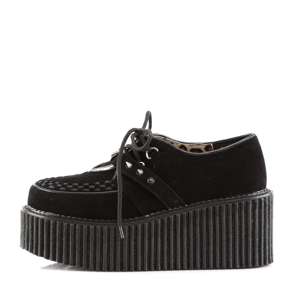 CREEPER-206  Black Vegan Suede-Vegan Leather