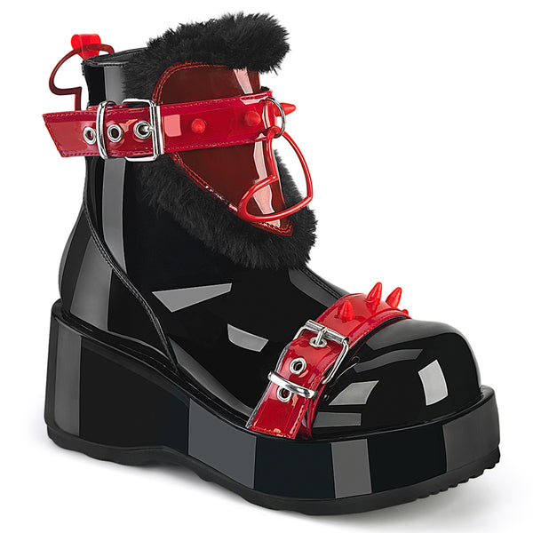 CUBBY-57  Black Patent-Red PVC