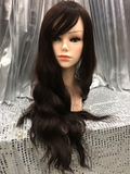 Dark Brown 24" Synthetic Wavy Wig With Soft Fringe