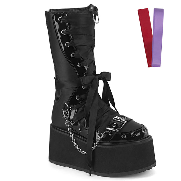 DAMNED-120  Black Vegan Leather-Patent