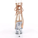 DELIGHT-1018MSH  Rose Gold Metallic Pu-Mesh/Clear