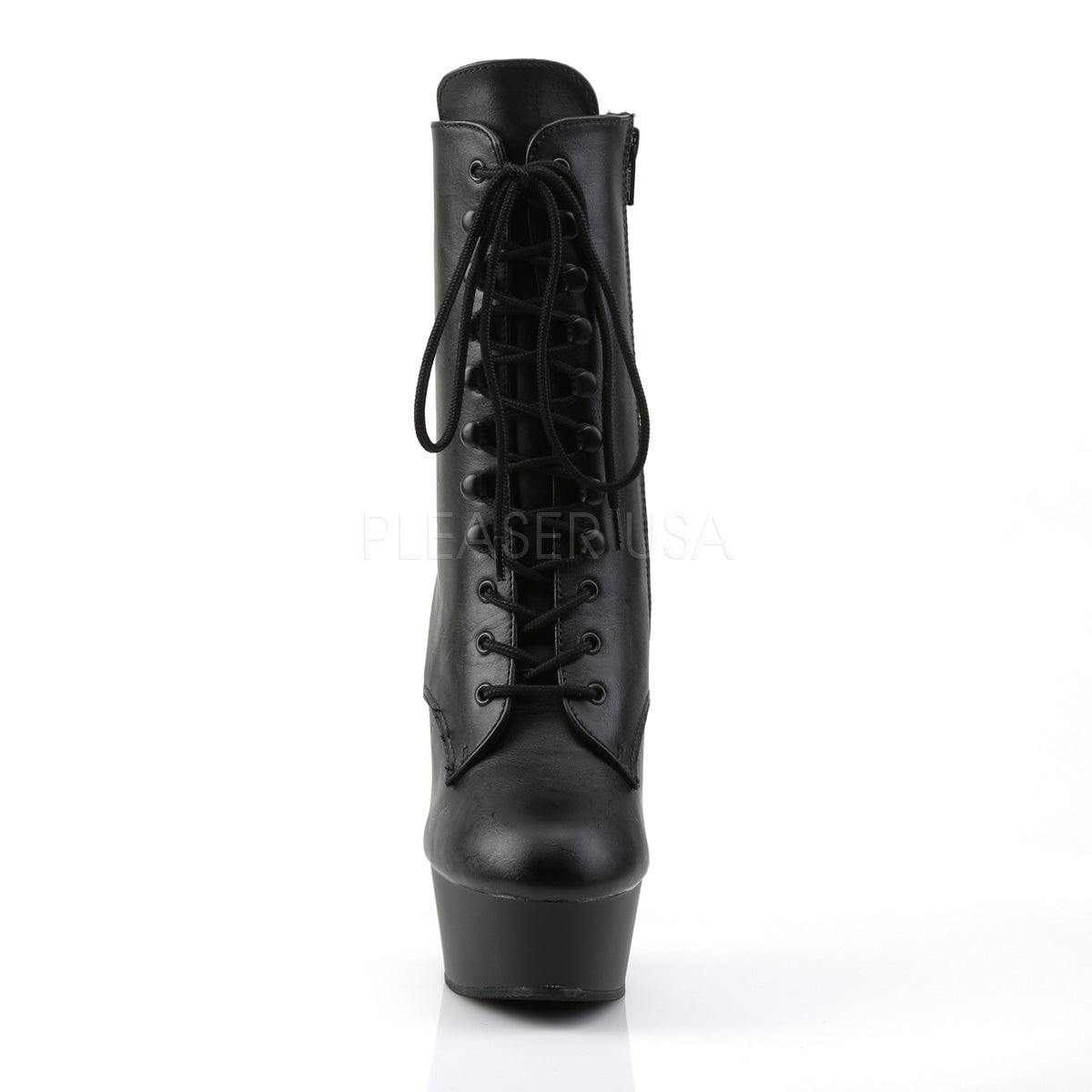 DELIGHT-1020  Black Faux Leather/Black Matte