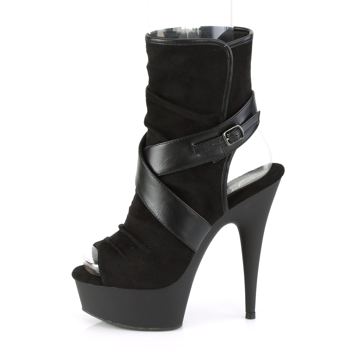 DELIGHT-1034  Black Faux Suede-Faux Leather/Black Matte