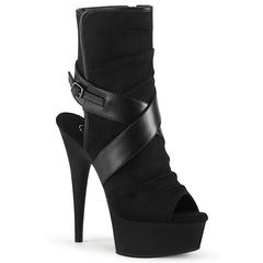 DELIGHT-1034  Black Faux Suede-Faux Leather/Black Matte