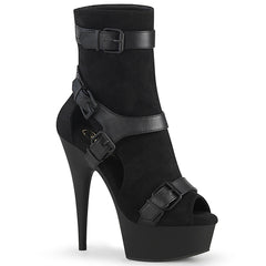 DELIGHT-1037  Black Faux Suede-Faux Leather/Black Matte