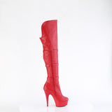 DELIGHT-3018  Red Stretch Faux Leather/Red Matte