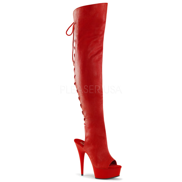 DELIGHT-3019  Red Faux Leather/Red Matte