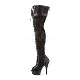 DELIGHT-3025ML  Black Faux Leather-Mesh-Lace/Black Matte