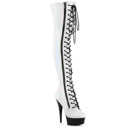 DELIGHT-3029  White Stretch Hologram Patent/Black Matte