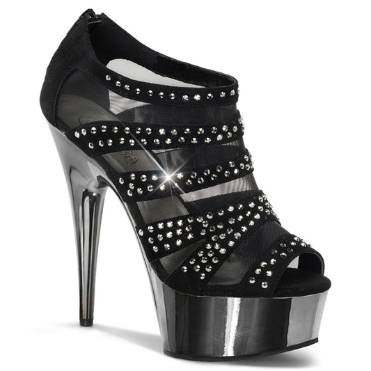 DELIGHT-600-8  Black Vegan Suede/Pewter Chrome