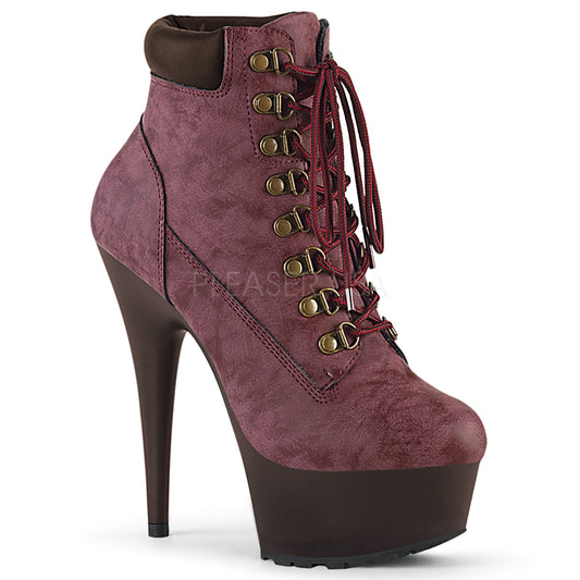 DELIGHT-600TL-02  Burgundy Nubuck Faux Leather/DarkBrown Matte
