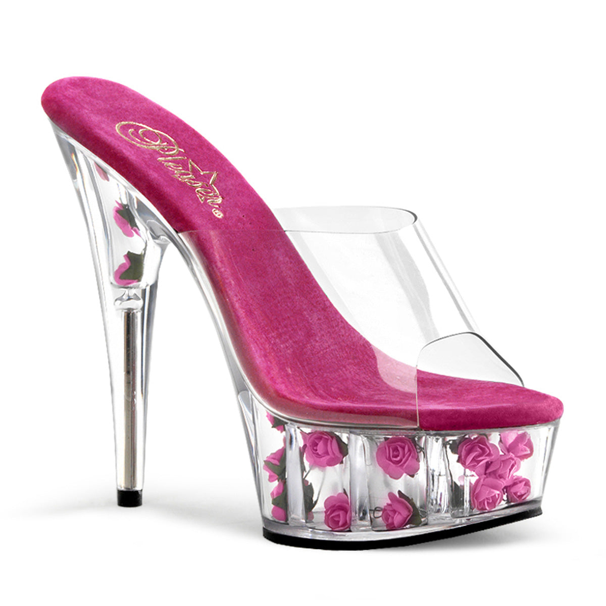 DELIGHT-601FL  Clear/Hot Pink Flowers