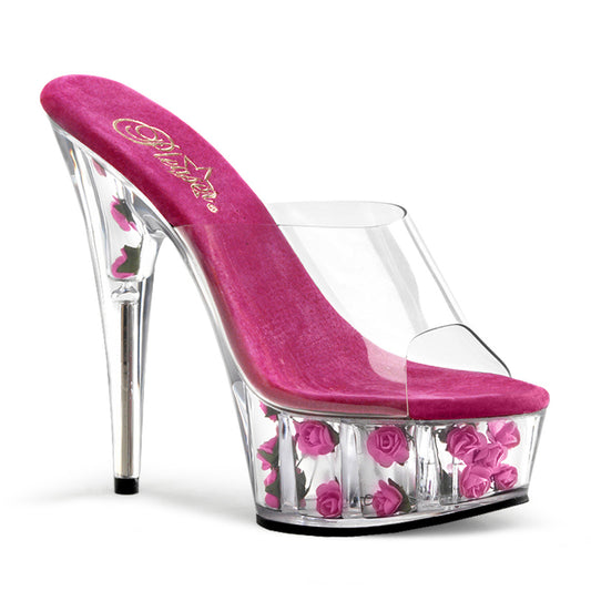 DELIGHT-601FL  Clear/Hot Pink Flowers