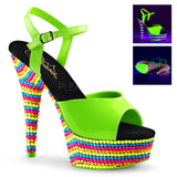 DELIGHT-609RBS  Neon Green Patent/Neon Multi