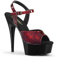 DELIGHT-609SP  Red Snake Print Patent/Black