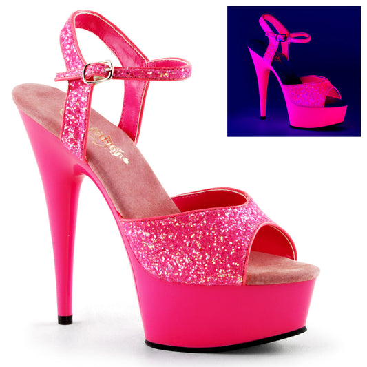 DELIGHT-609UVG  Neon Hot Pink Glitter/Hot Pink