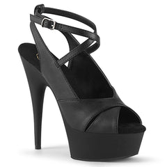 DELIGHT-632  Black Faux Leather/Black Matte