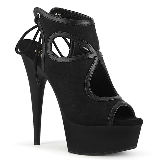 DELIGHT-643  Black Faux Suede-Faux Leather/Black Matte