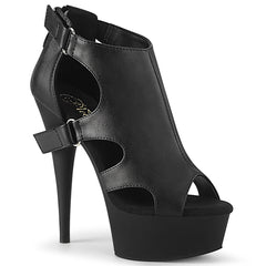 DELIGHT-647  Black Faux Leather/Black Matte