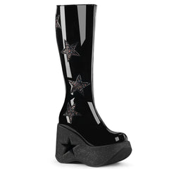 DYNAMITE-218  Black Patent-Black Multi Glitter