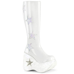 DYNAMITE-218  White Patent-White Multi Glitter