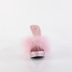 ELEGANT-401F  Baby Pink Marabou-Faux Leather/Baby Pink