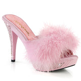 ELEGANT-401F  Baby Pink Marabou-Faux Leather/Baby Pink