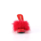 ELEGANT-401F  Red Marabou-Faux Leather/Red