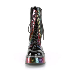 EMILY-350  Black Patent-Rainbow Hologram w/ Hearts