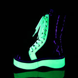 EMILY-350  Black Patent-UV Neon Green