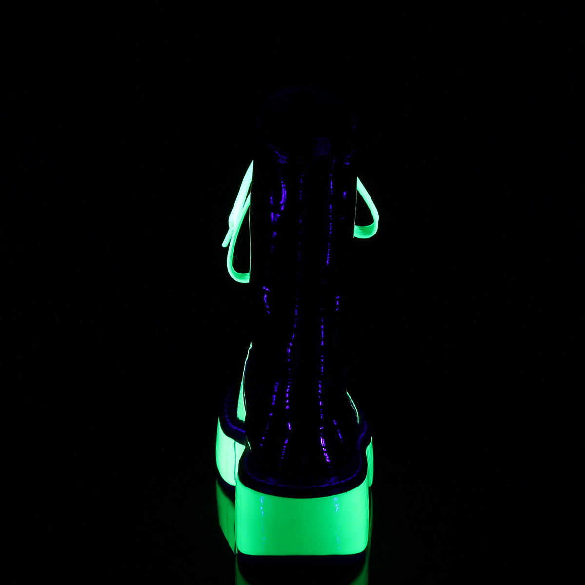 EMILY-350  Black Patent-UV Neon Green