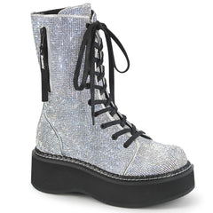 EMILY-362  Silver Vegan Leather-Rhinestone