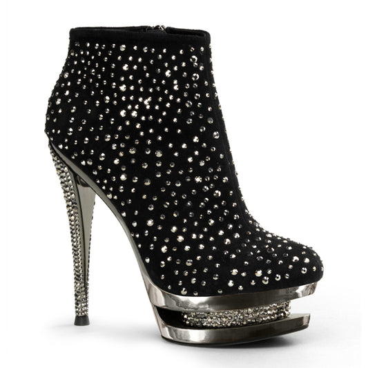 FASCINATE-1011  Black Suede/Pewter Chrome