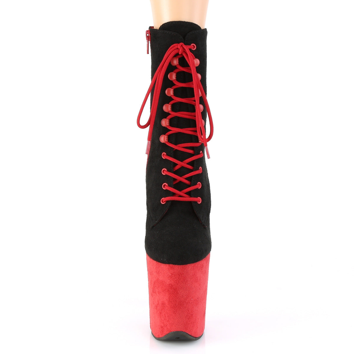 FLAMINGO-1020FSTT  Black Faux Suede/Red Faux Suede