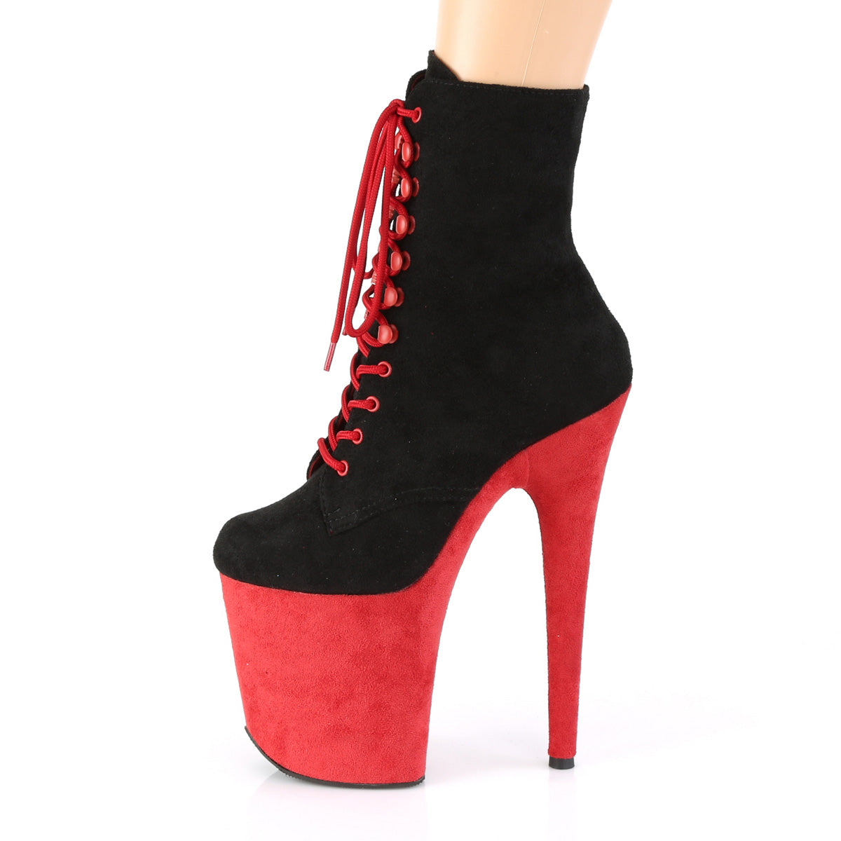 FLAMINGO-1020FSTT  Black Faux Suede/Red Faux Suede