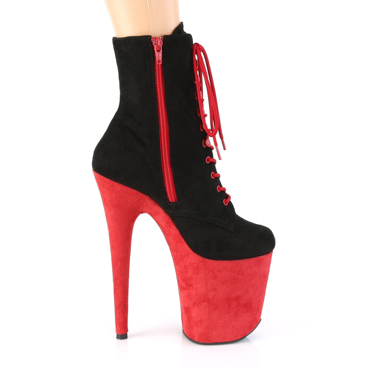 FLAMINGO-1020FSTT  Black Faux Suede/Red Faux Suede