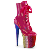 FLAMINGO-1020HG  Hot Pink Holo Patent/Rainbow Glitter