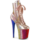 FLAMINGO-1020HG  Rose Gold Holo Patent/Rainbow Glitter